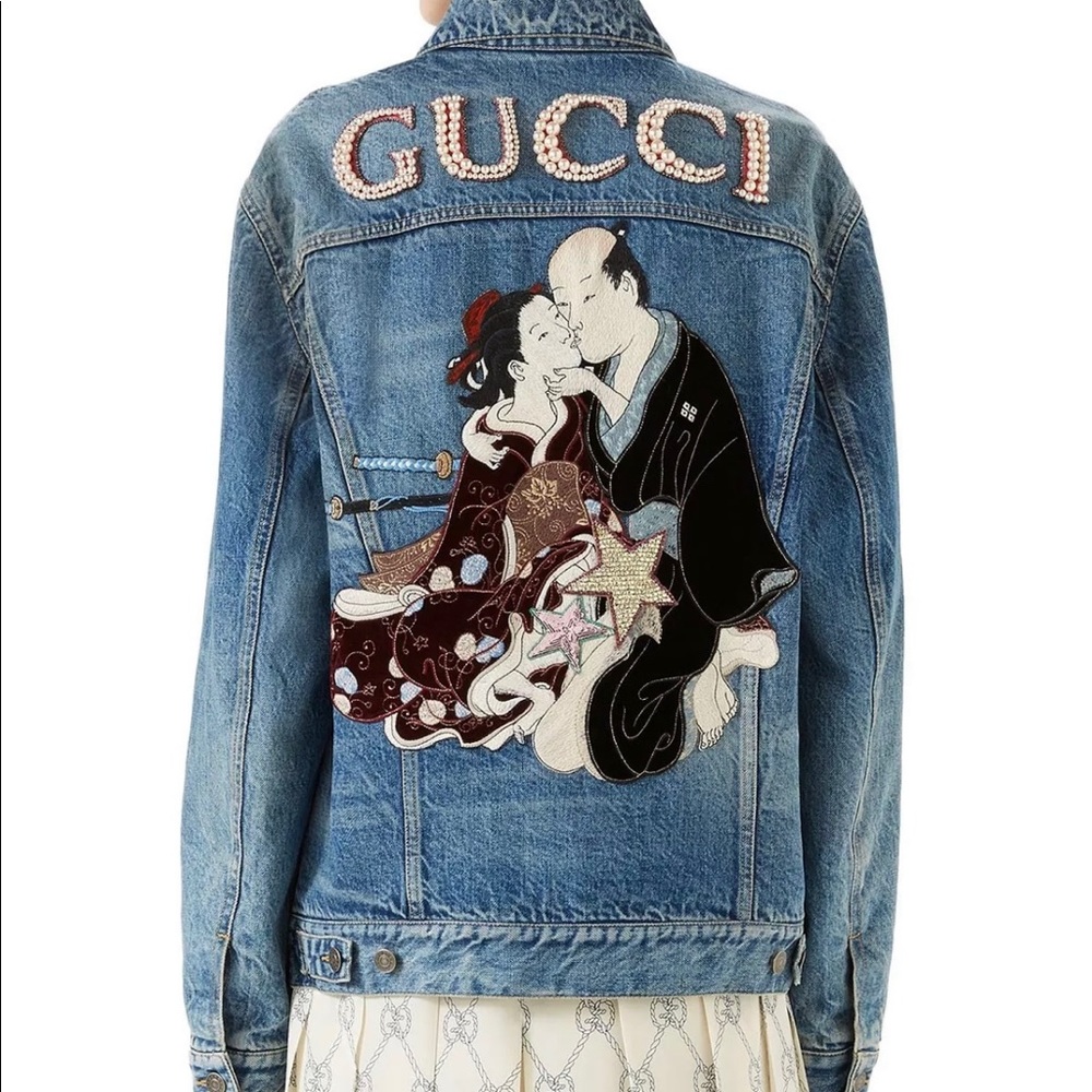 Gucci Denim jacket with Japanese patch appliqué